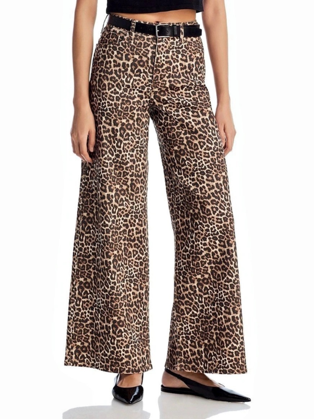 AQUA Bloomingdale’s High Rise Wide Leg Jeans in Leopard Size 30 LIKE NEW $98-